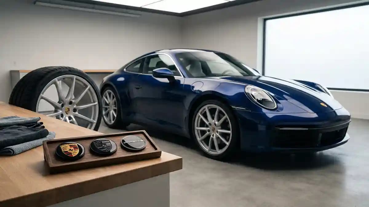 Porsche Wheel Center Cap Emblems: Colored Crests, Black Logos, and Custom Sizes