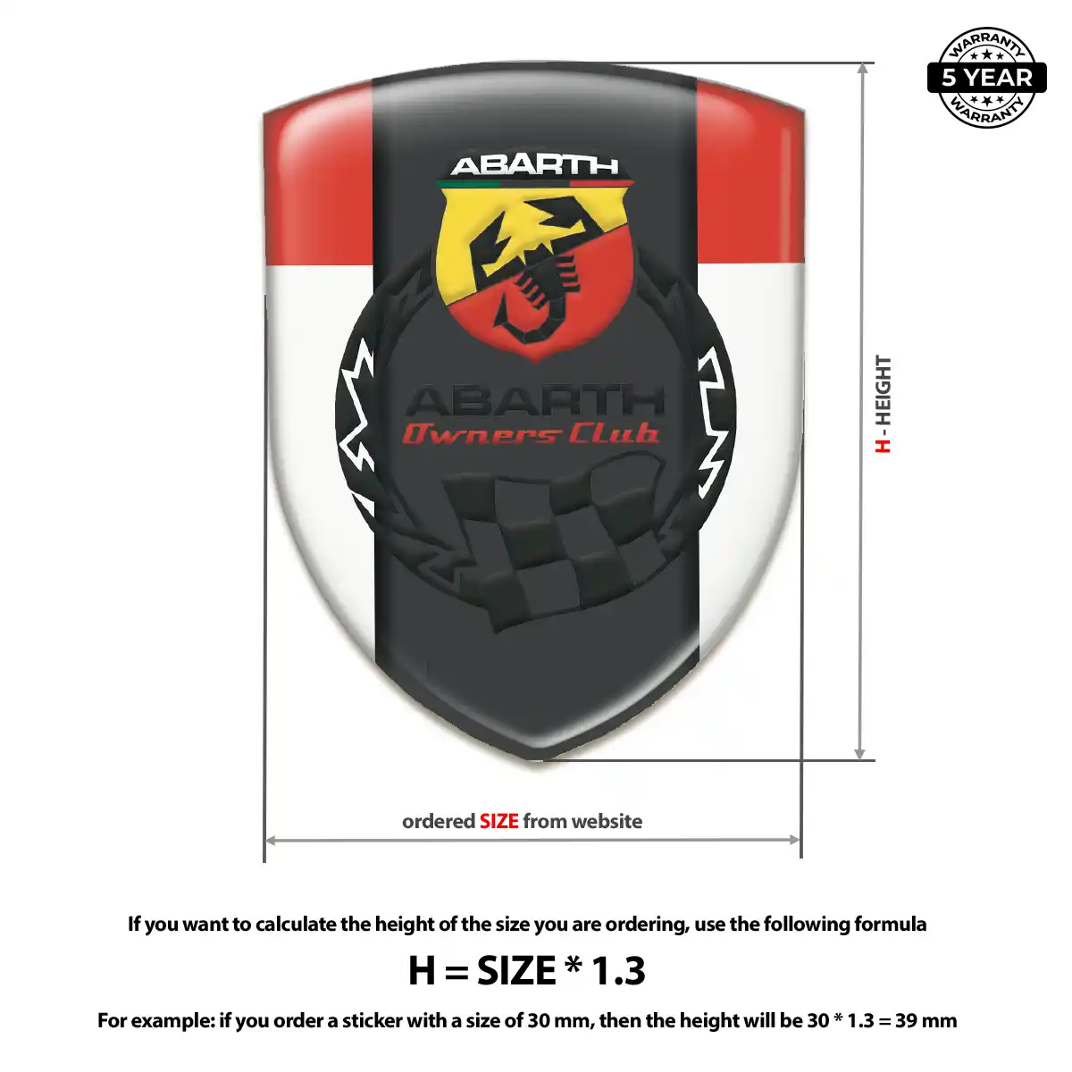 Abarth 3D Domed Sticker Prime Quality