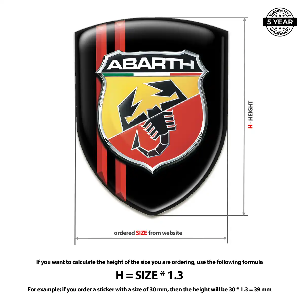 Abarth 3D Resin Sticker Auto Tuning