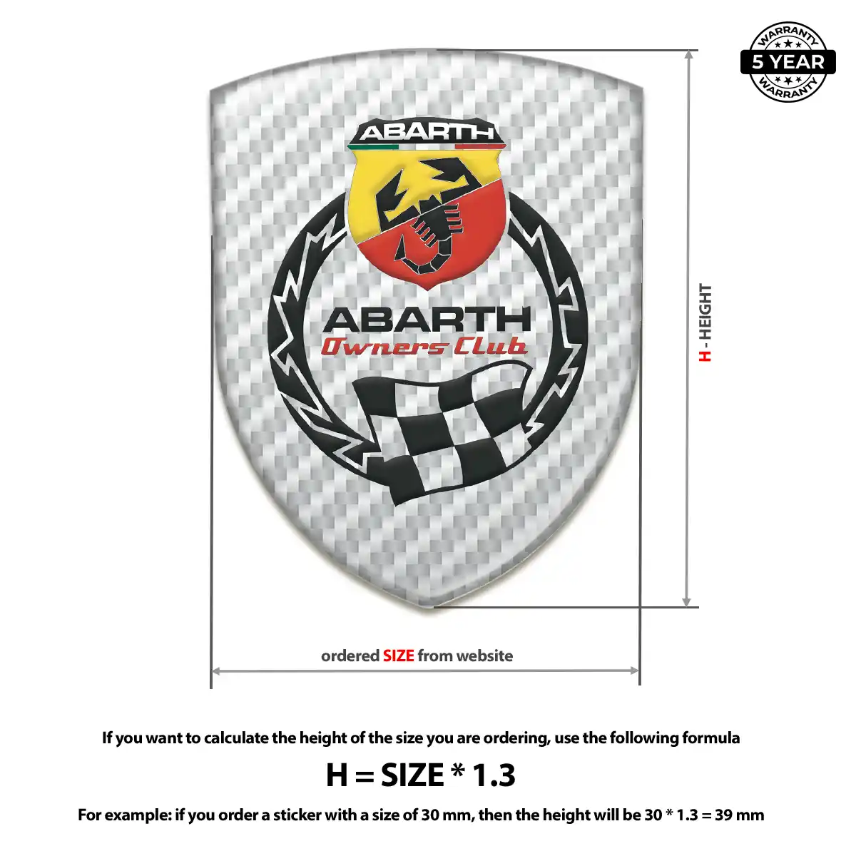 Abarth 3D Resin Sticker Interior Luxe