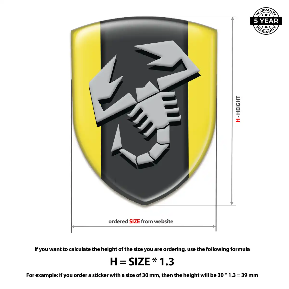 Abarth 3D Resin Sticker Sleek Style
