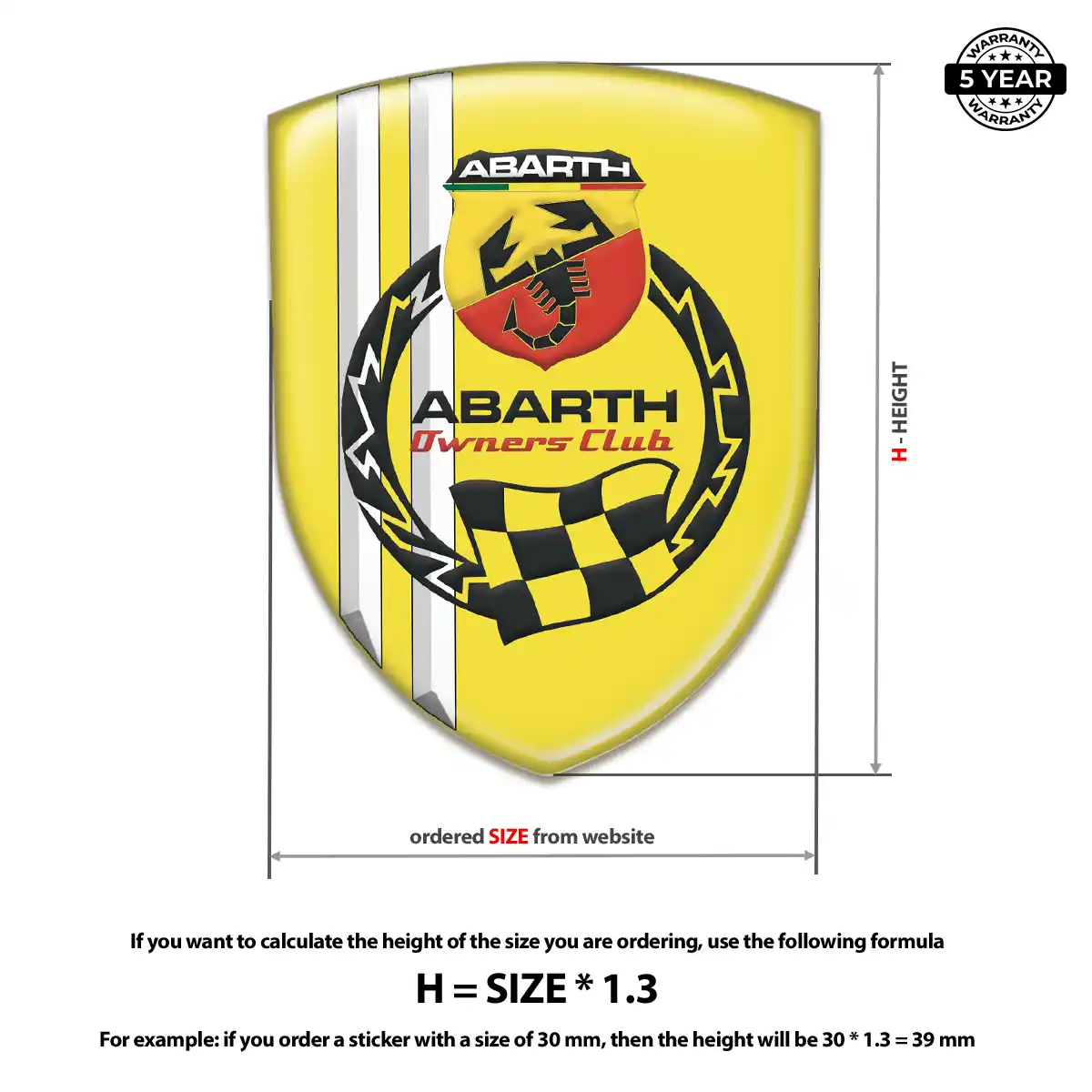 Abarth Car Badge Sticker Elite Finish