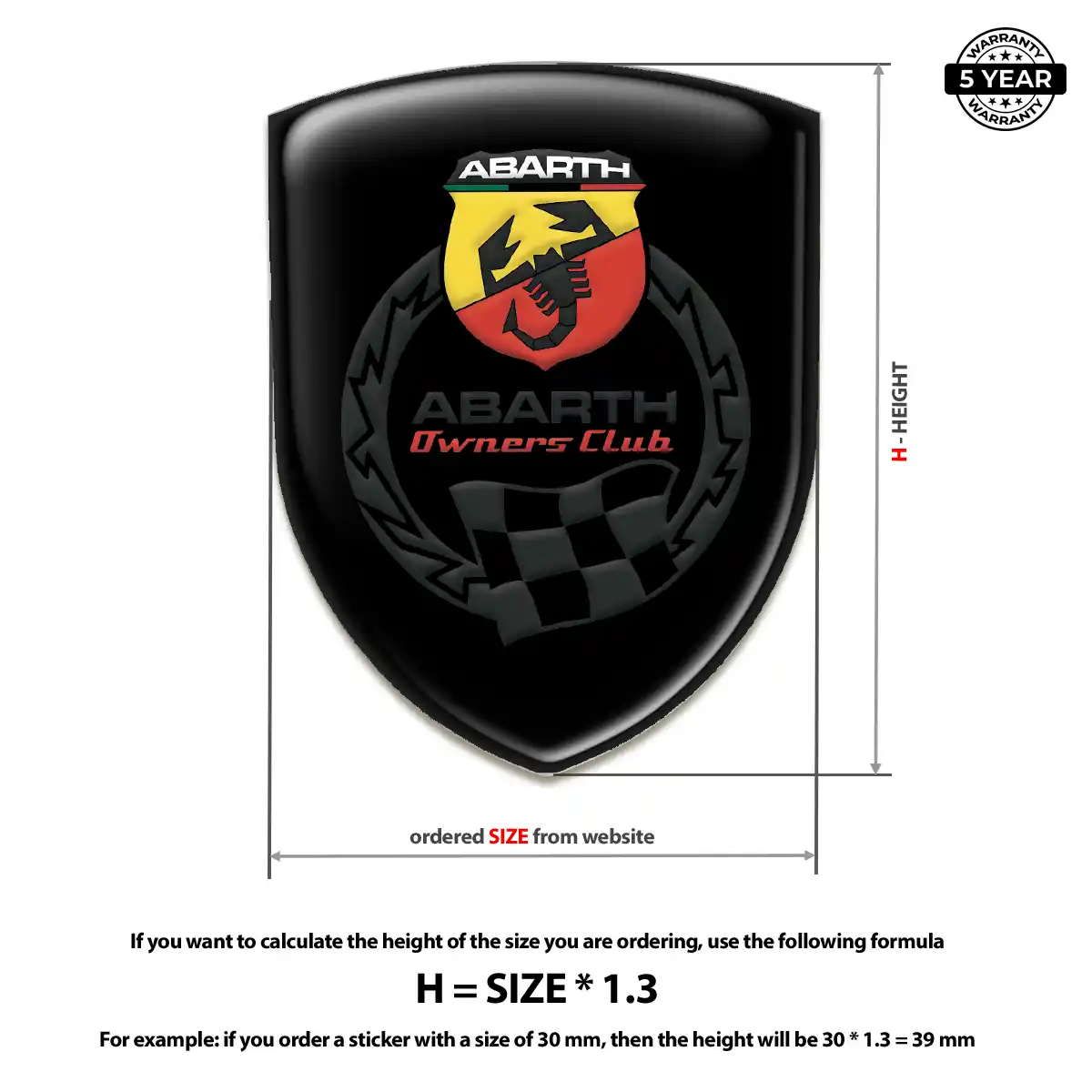 Abarth Car Emblem Sticker Resin Elite