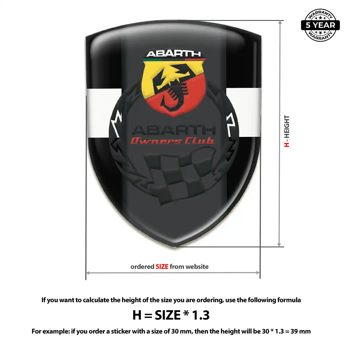 Abarth Domed Car Sticker Elite Edition