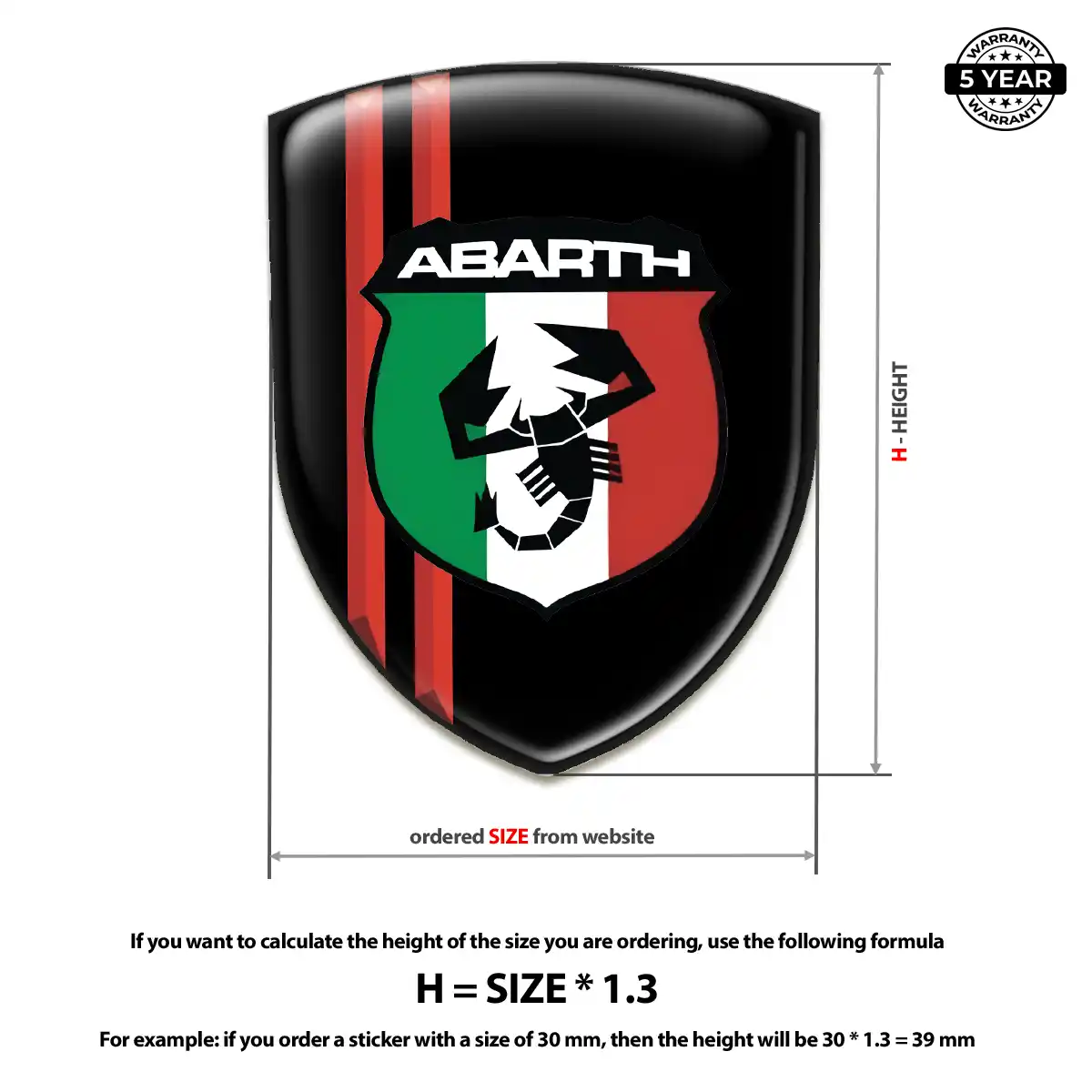 Abarth Domed Car Sticker Exterior Luxe