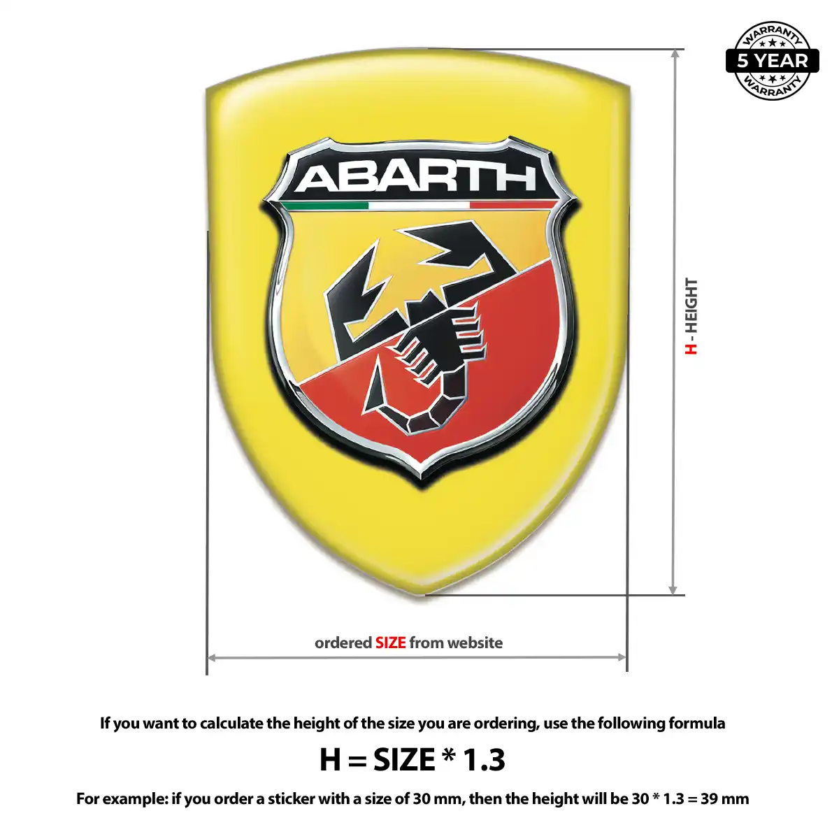 Abarth Domed Car Sticker Interior Luxe