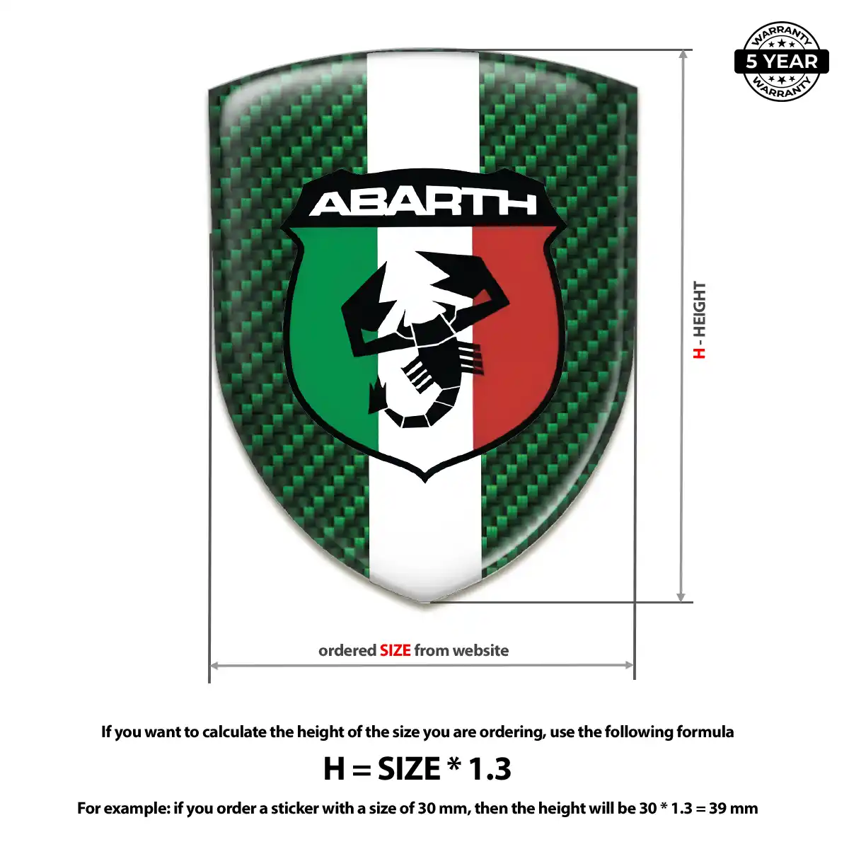 Abarth Domed Car Sticker Performance Style