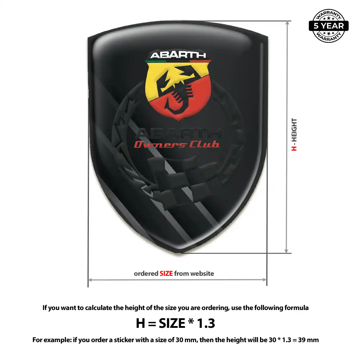 Abarth Domed Car Sticker Prime Quality