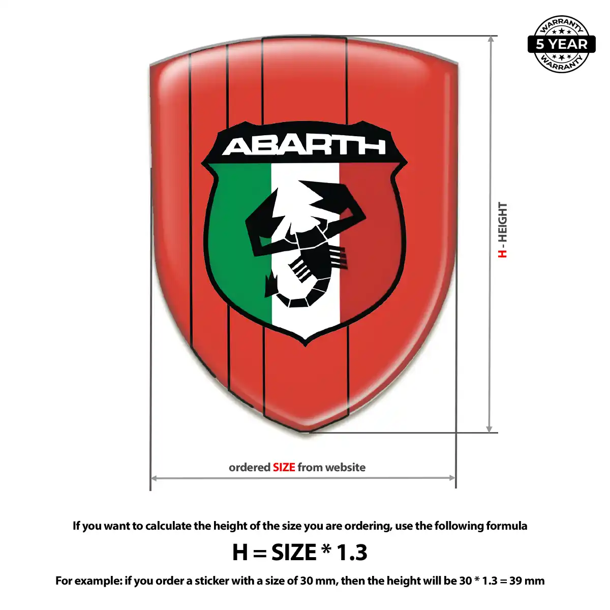 Abarth Domed Car Sticker Resin Elite