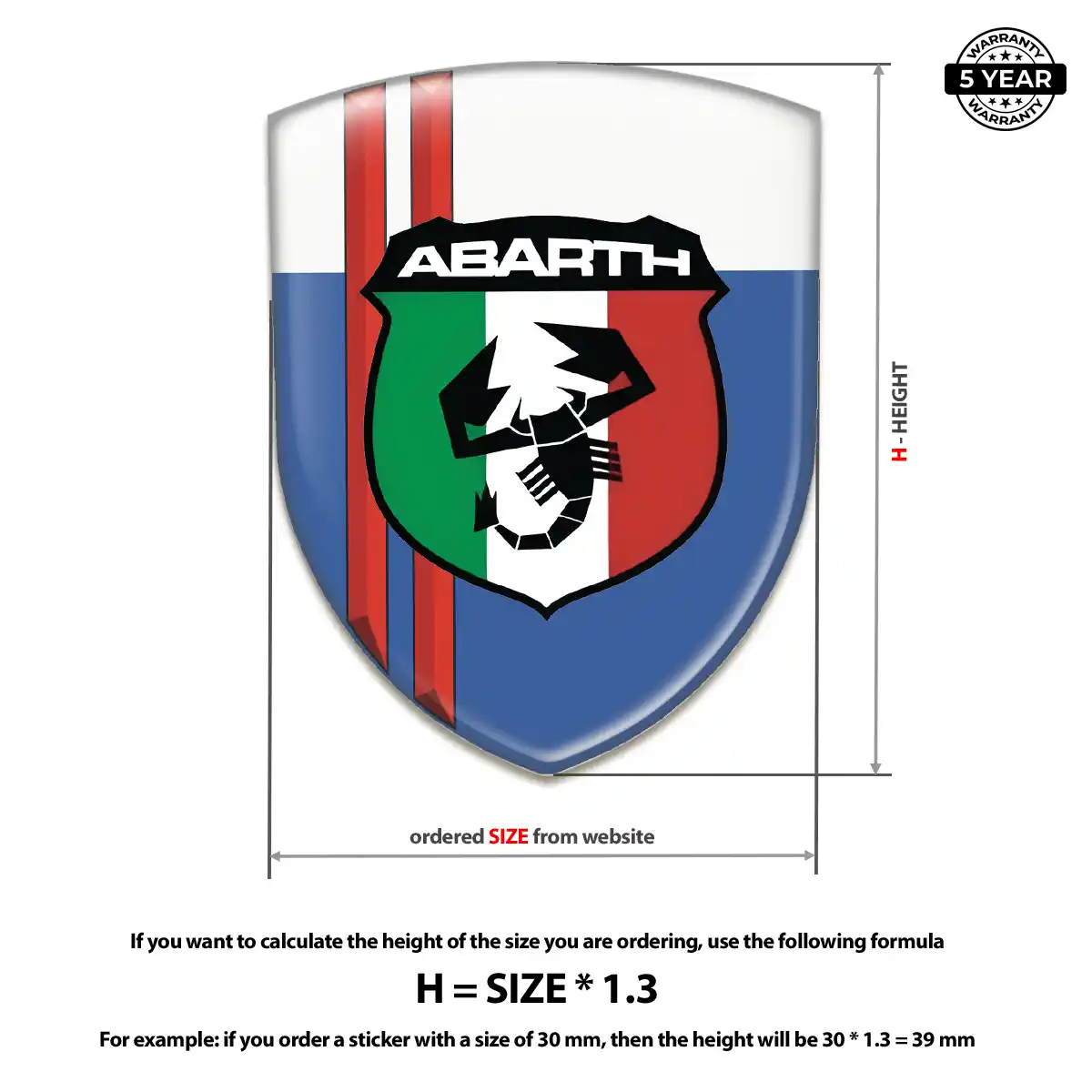 Abarth Domed Car Sticker Resin Luxe
