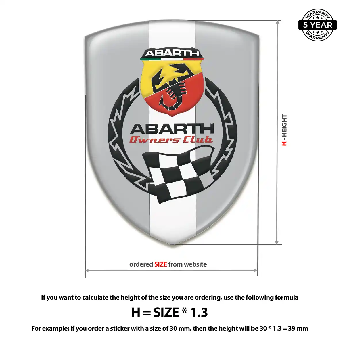 Abarth Domed Logo Decal Prime Quality
