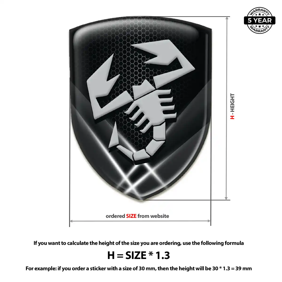 Abarth Domed Logo Decal Resin Elite