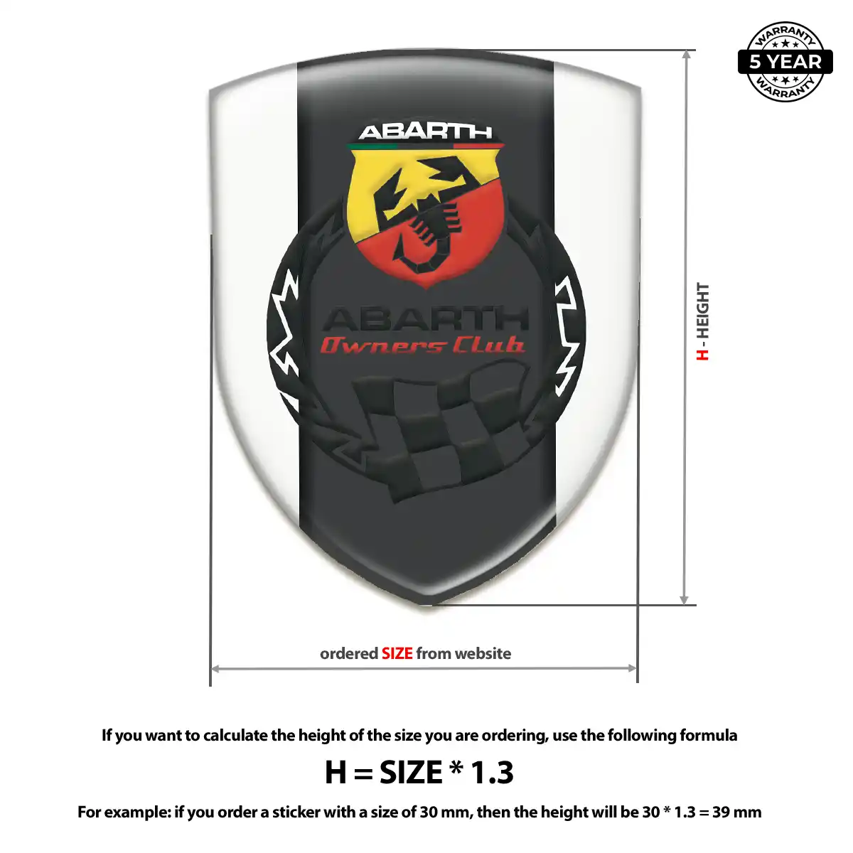 Abarth Domed Logo Sticker Resin Luxe