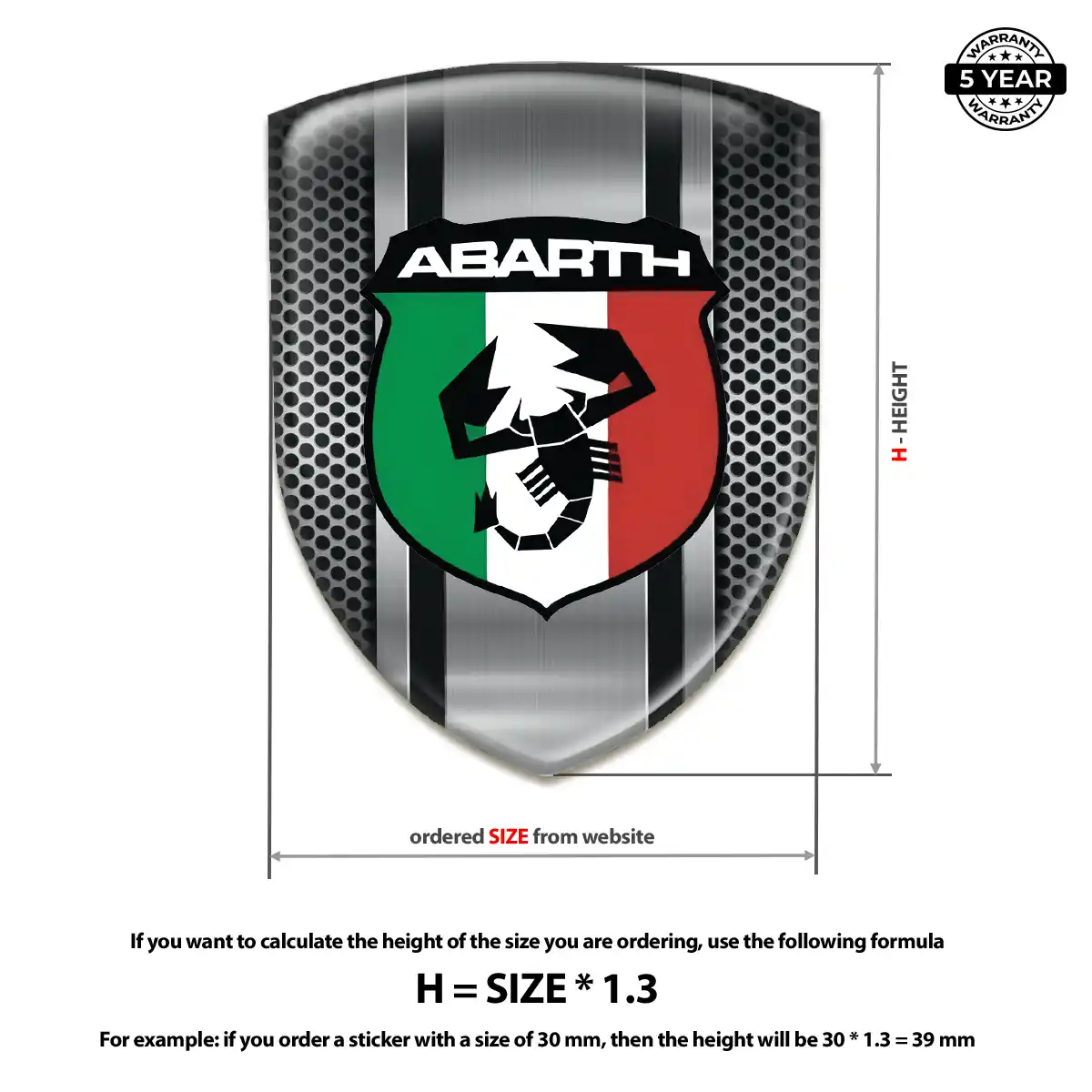 Abarth Emblem Domed Badge Sport Tuning