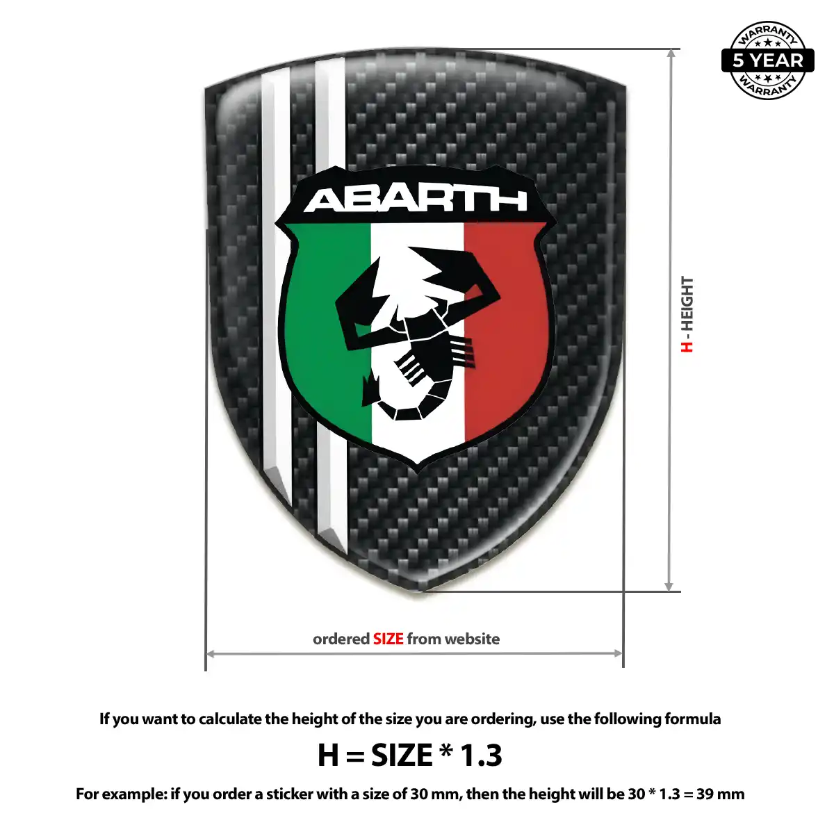 Abarth Epoxy Domed Sticker Auto Tuning