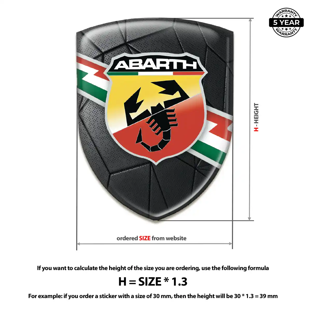 Abarth Epoxy Domed Sticker Cabin Style