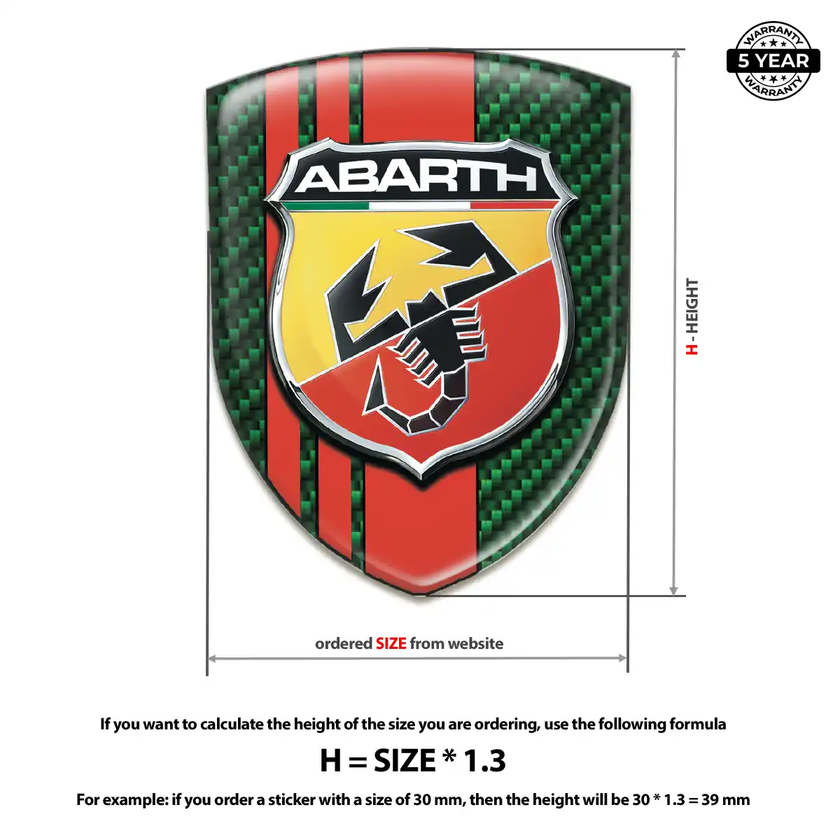 Abarth Epoxy Domed Sticker Interior Elegance