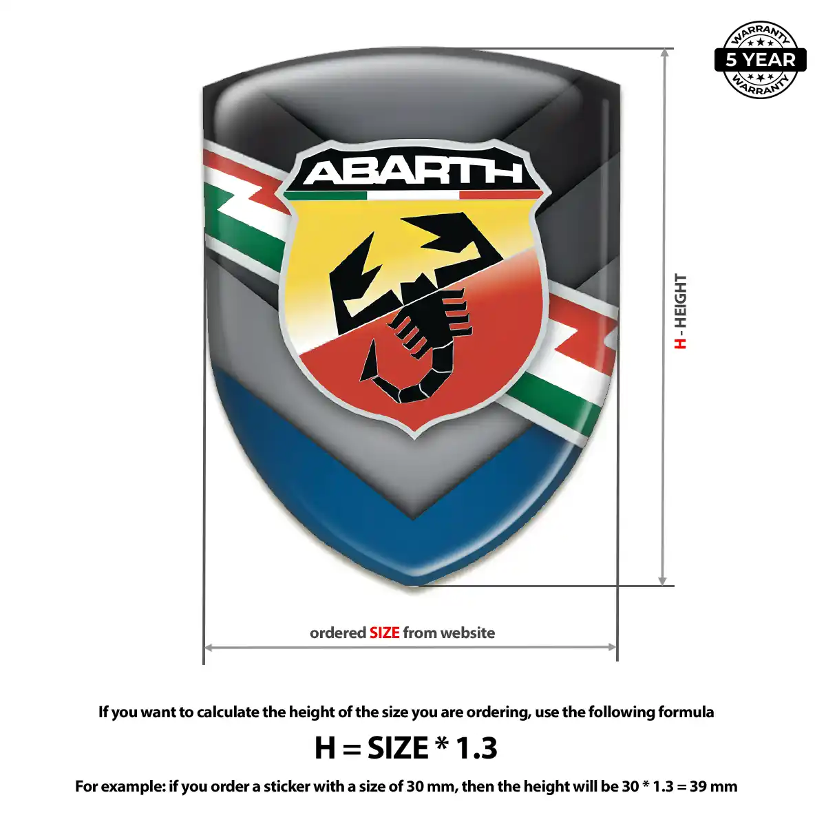 Abarth Epoxy Domed Sticker Interior Luxe
