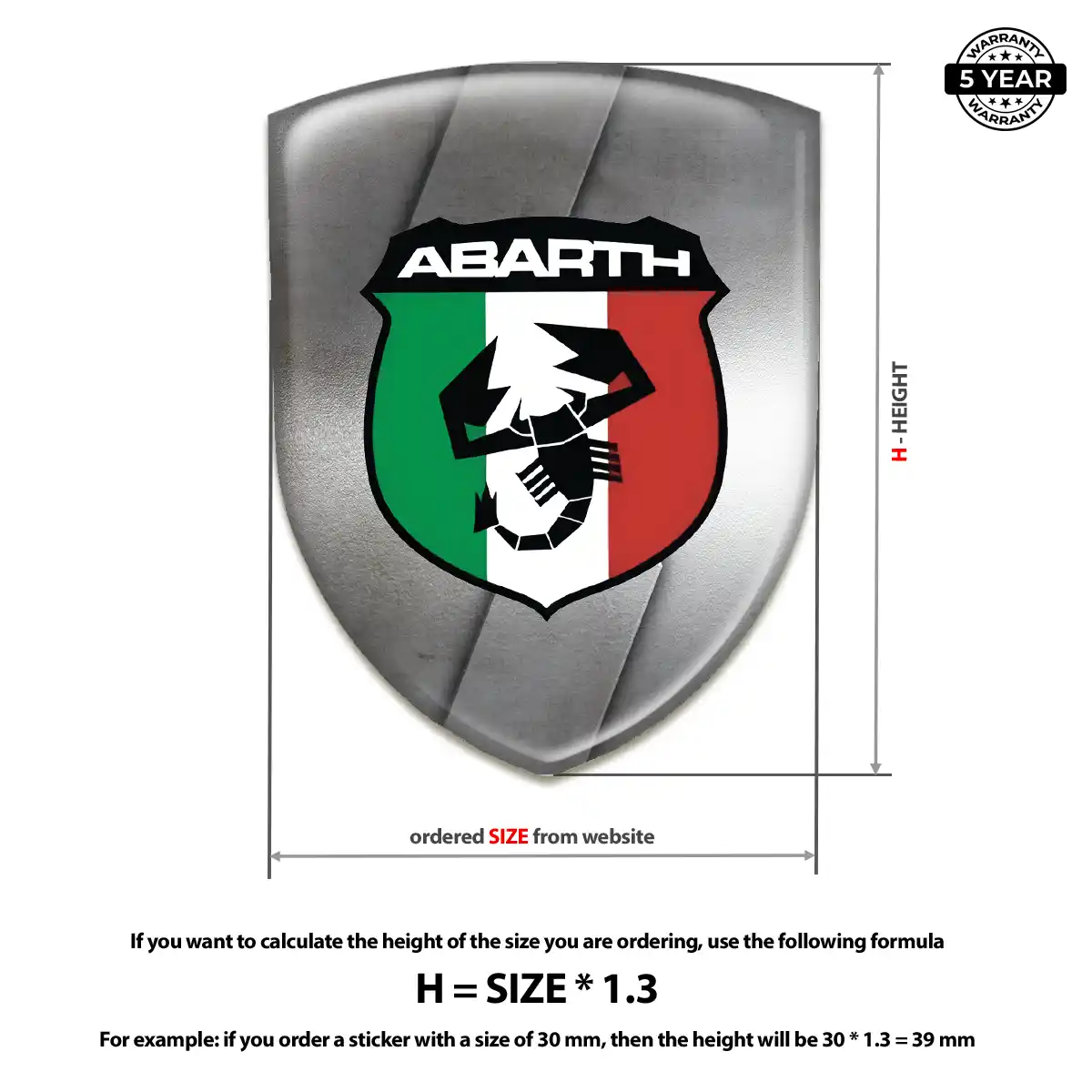 Abarth Epoxy Domed Sticker Prime Quality