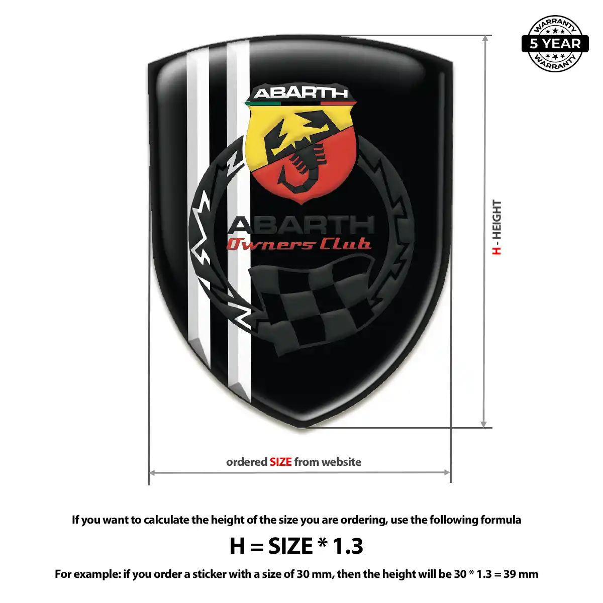 Abarth Epoxy Domed Sticker Sleek Style