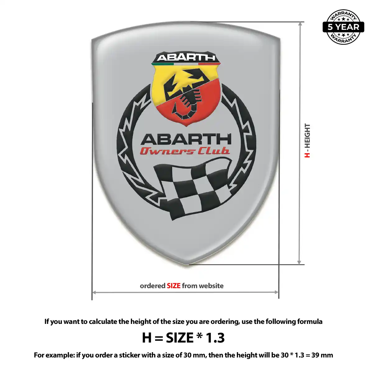 Abarth Epoxy Domed Sticker Street Tuning