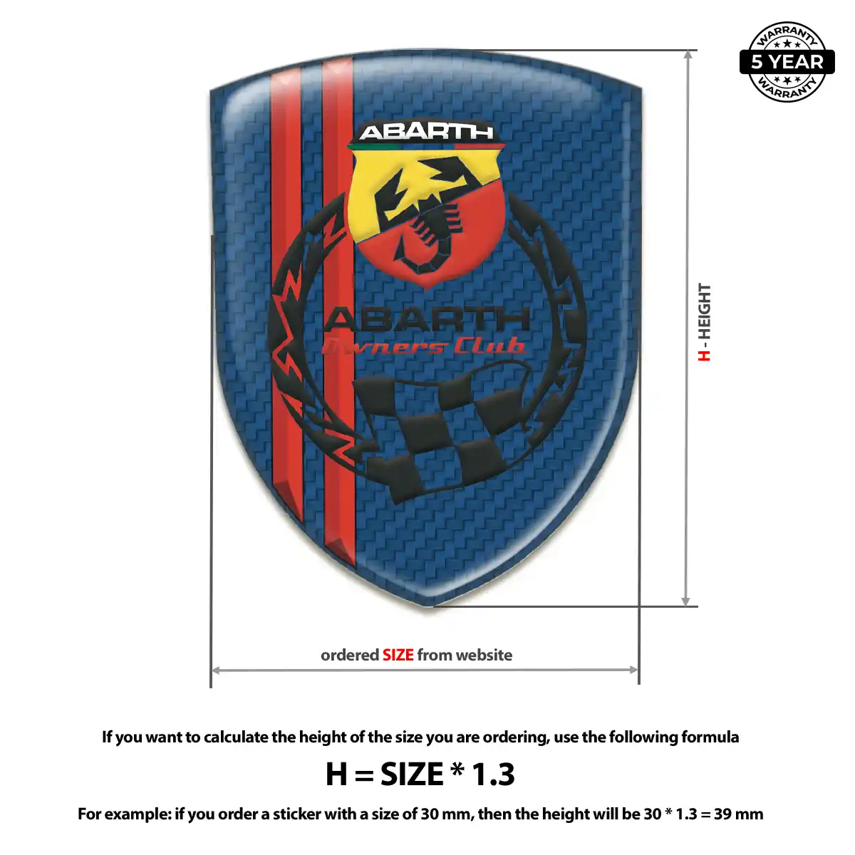 Abarth Gel Badge Sticker Elite Finish