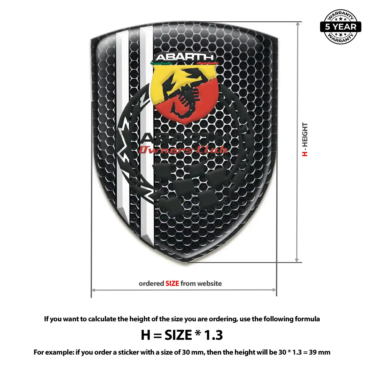 Abarth Gel Badge Sticker Street Tuning