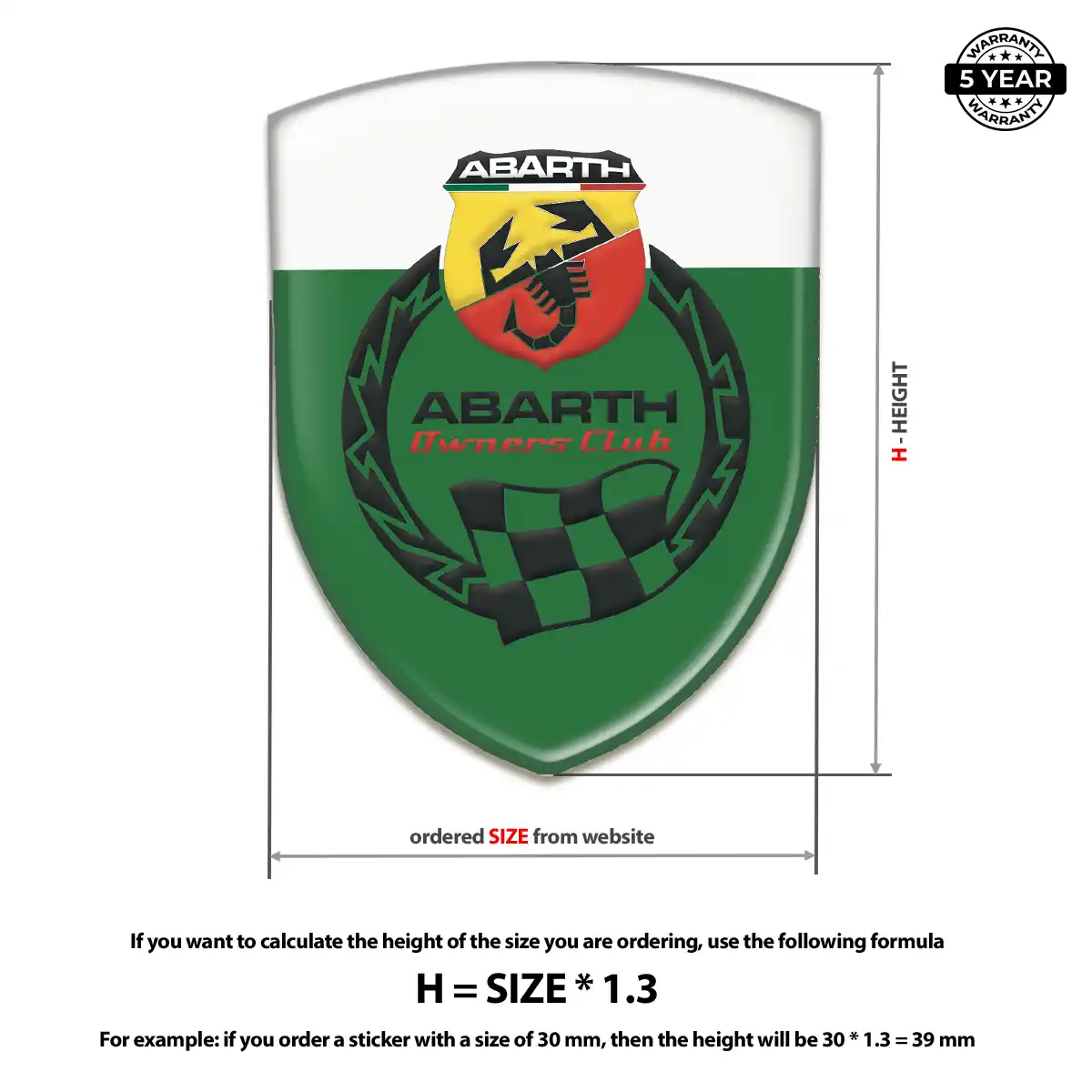 Abarth Polyurethane Domed Sticker Cabin Style