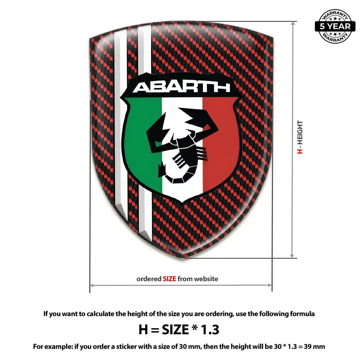 Abarth Polyurethane Domed Sticker Interior Elegance