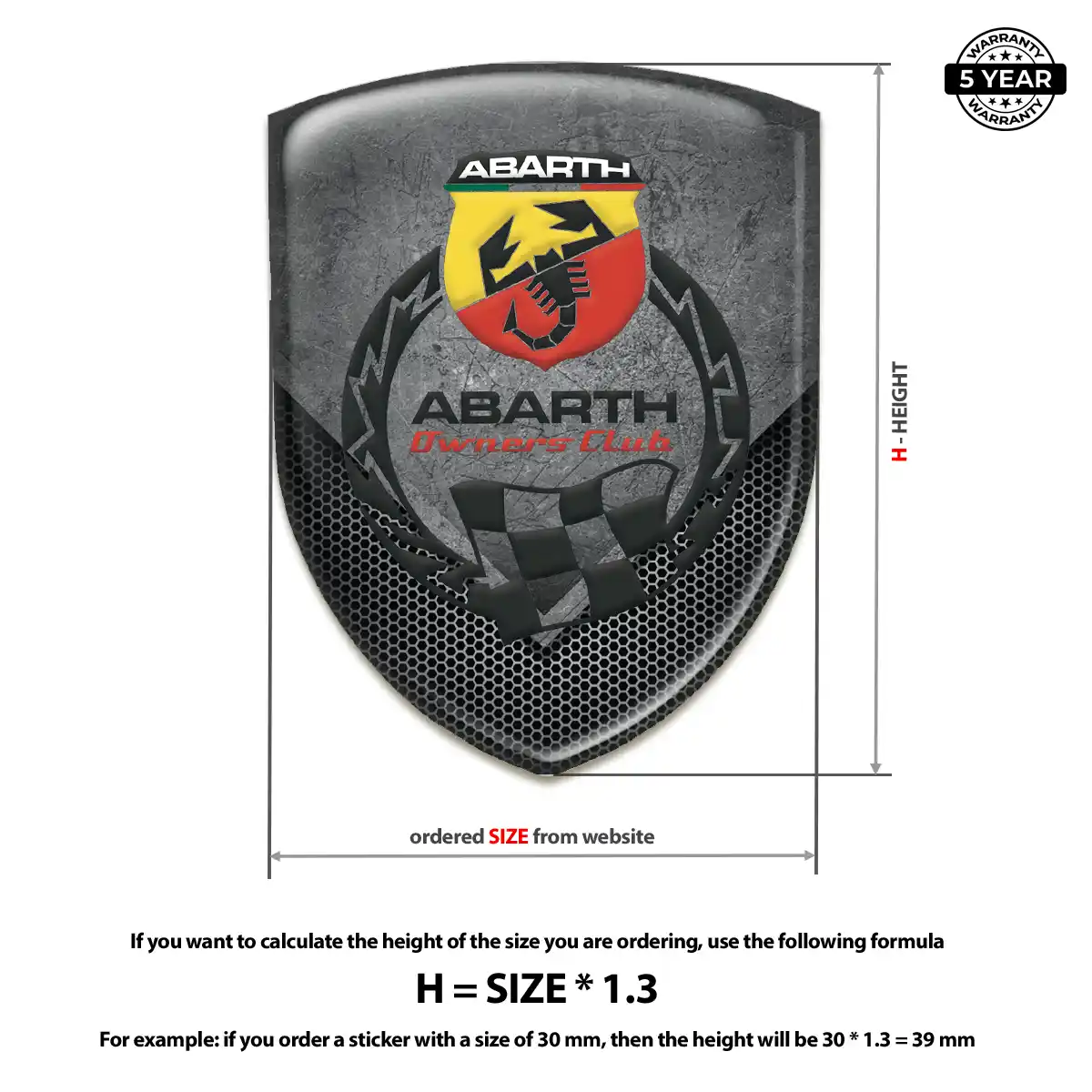 Abarth Polyurethane Domed Sticker Outer Style