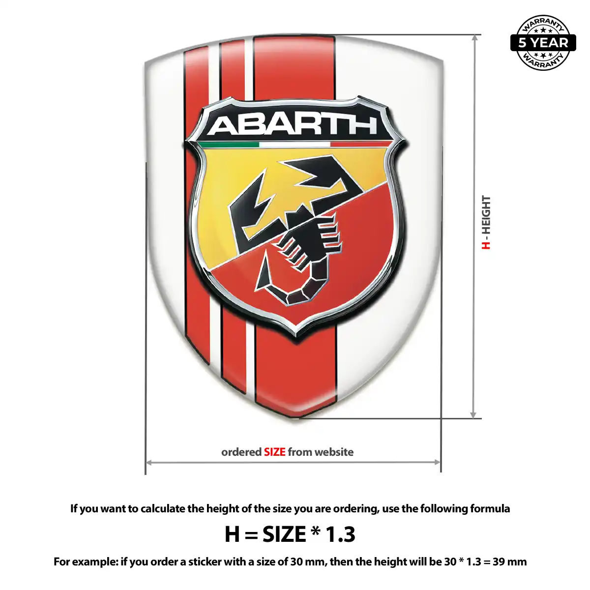 Abarth Polyurethane Domed Sticker Performance Style