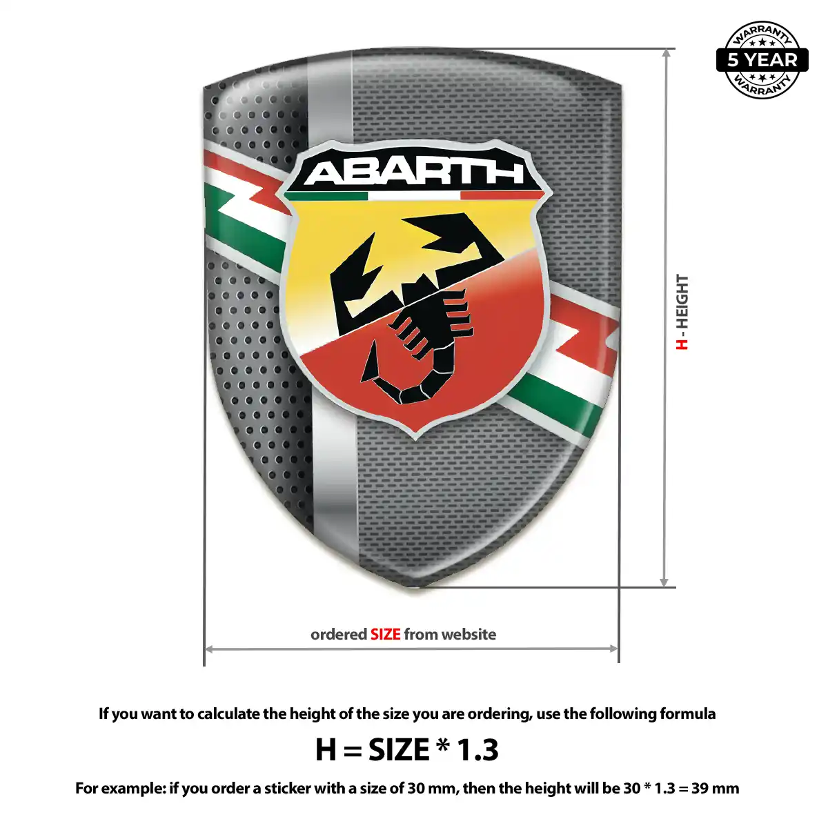 Abarth Polyurethane Domed Sticker Prime Quality