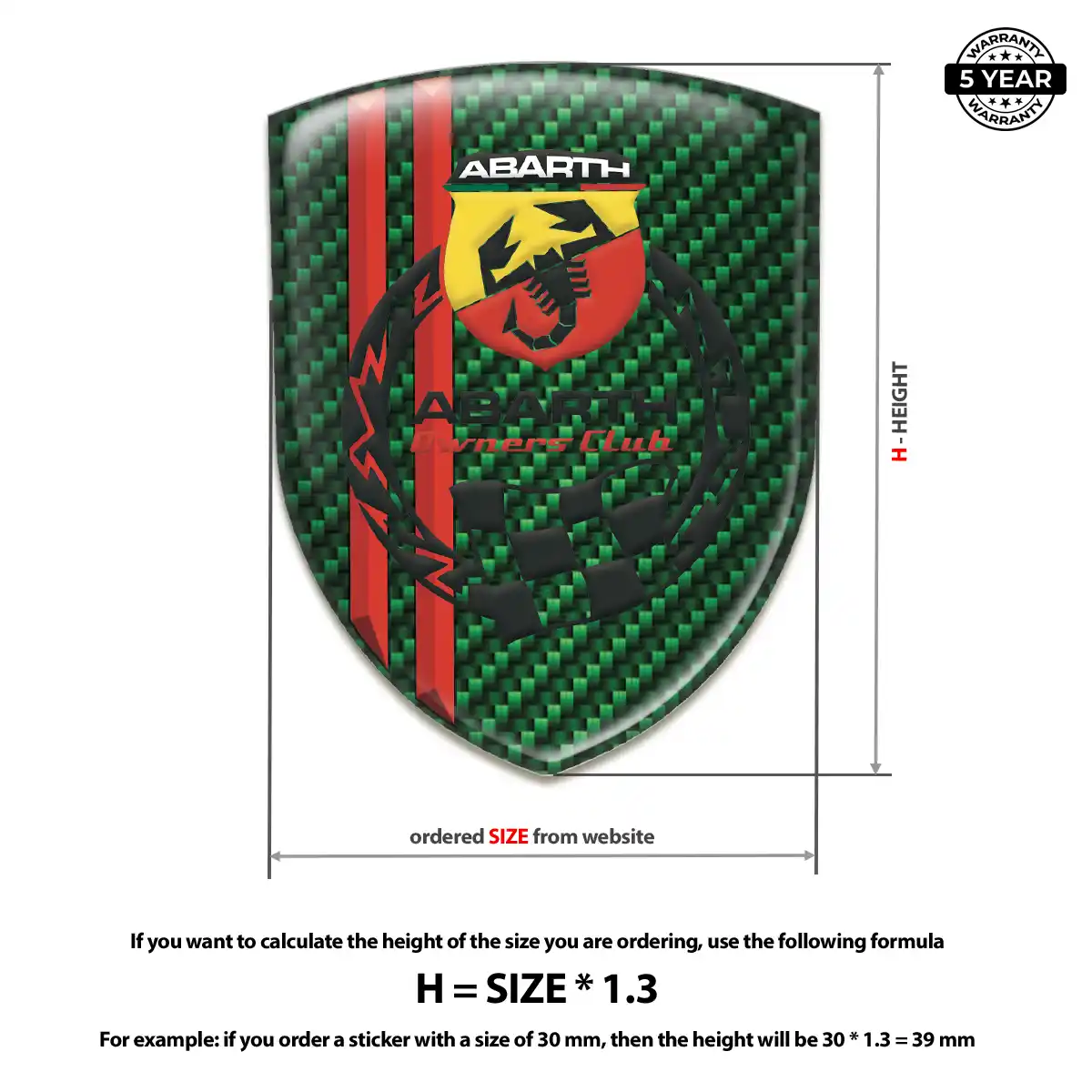 Abarth Polyurethane Domed Sticker Refined Design
