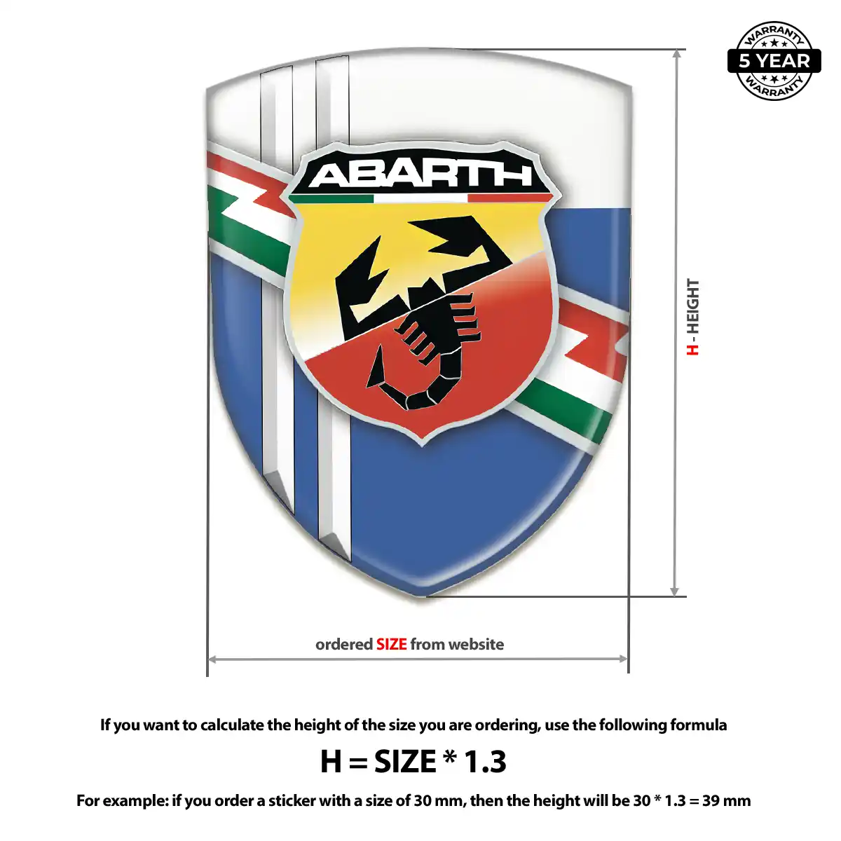 Abarth Polyurethane Domed Sticker Sleek Style