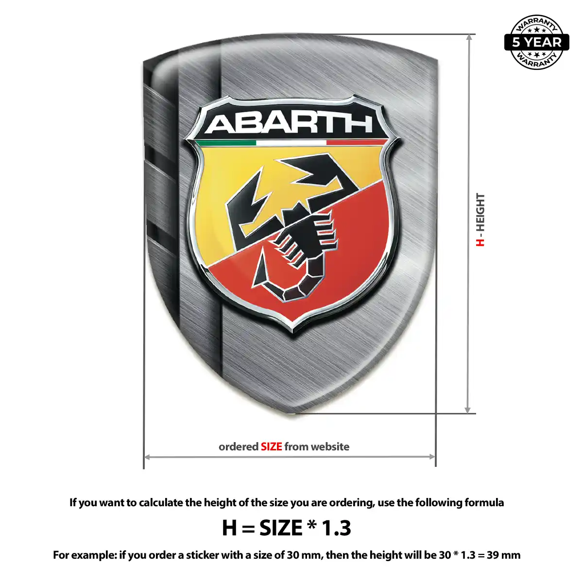 Abarth Polyurethane Domed Sticker Sport Tuning