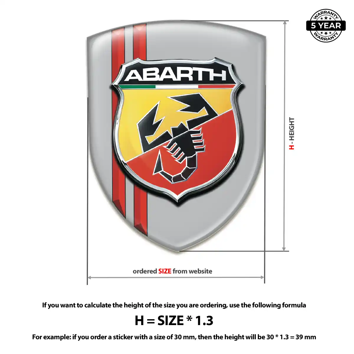 Abarth Polyurethane Domed Sticker Street Tuning