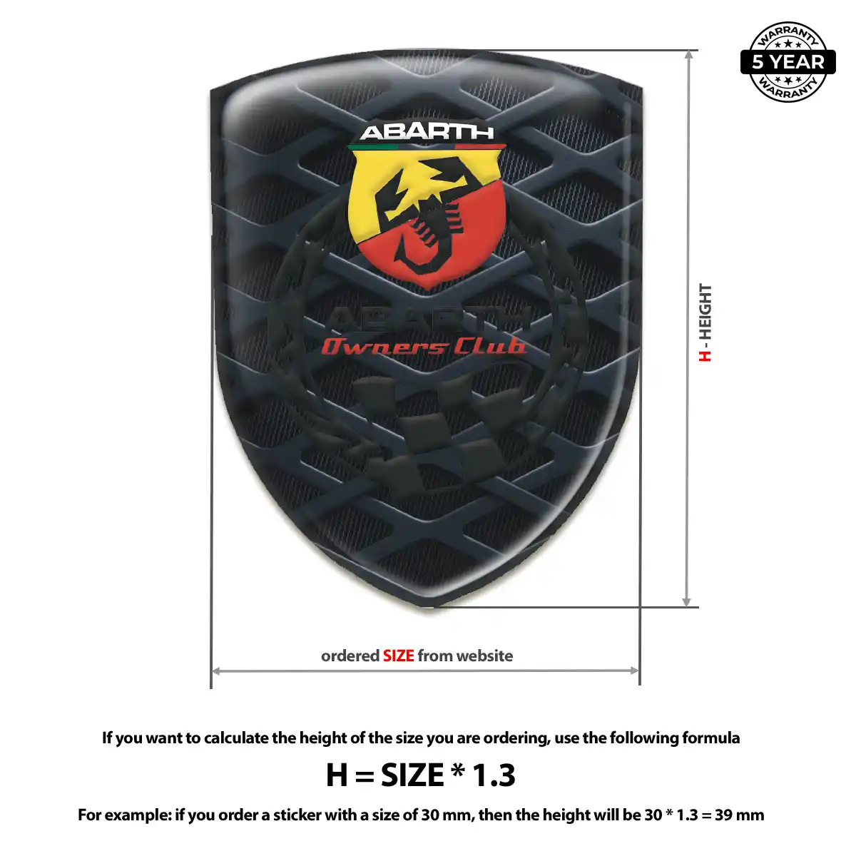 Abarth Resin Badge Sticker Performance Style