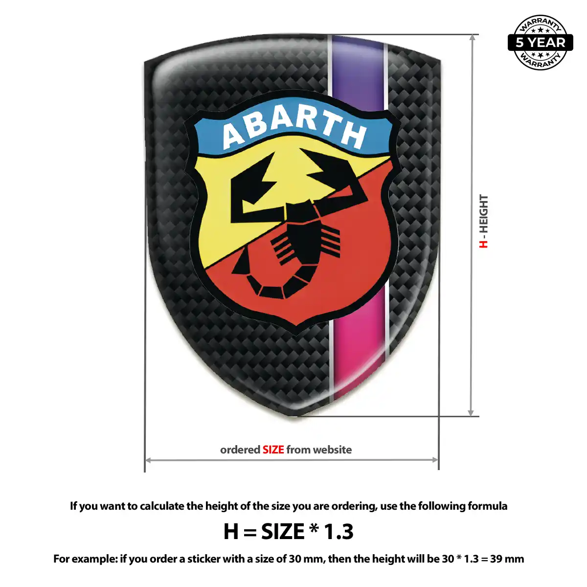 Abarth Resin Badge Sticker Premium Dome