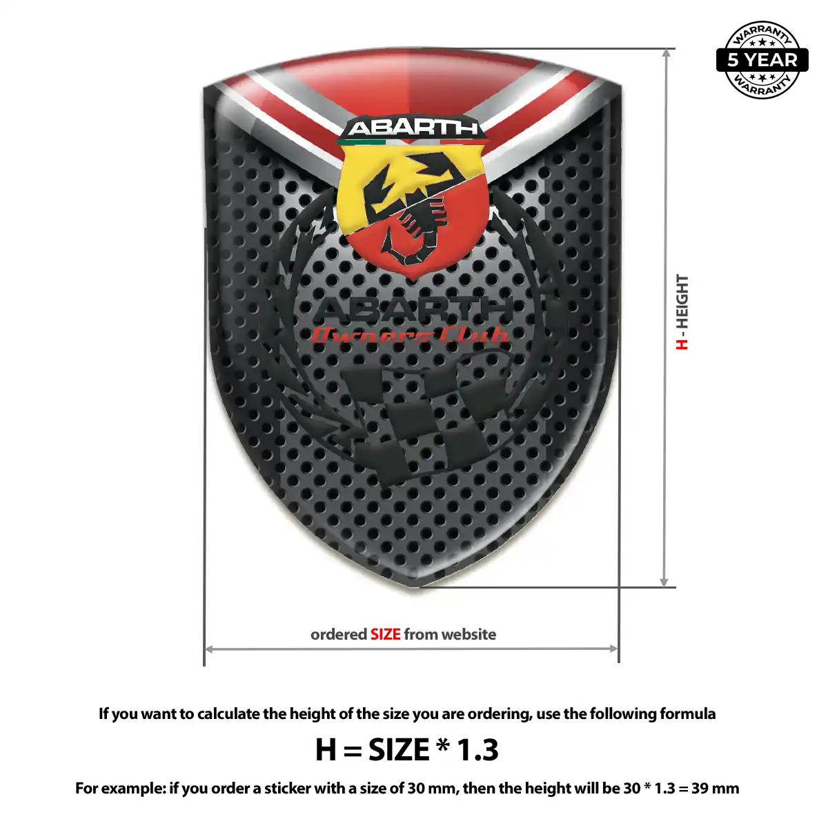Abarth Resin Domed Sticker Performance Style