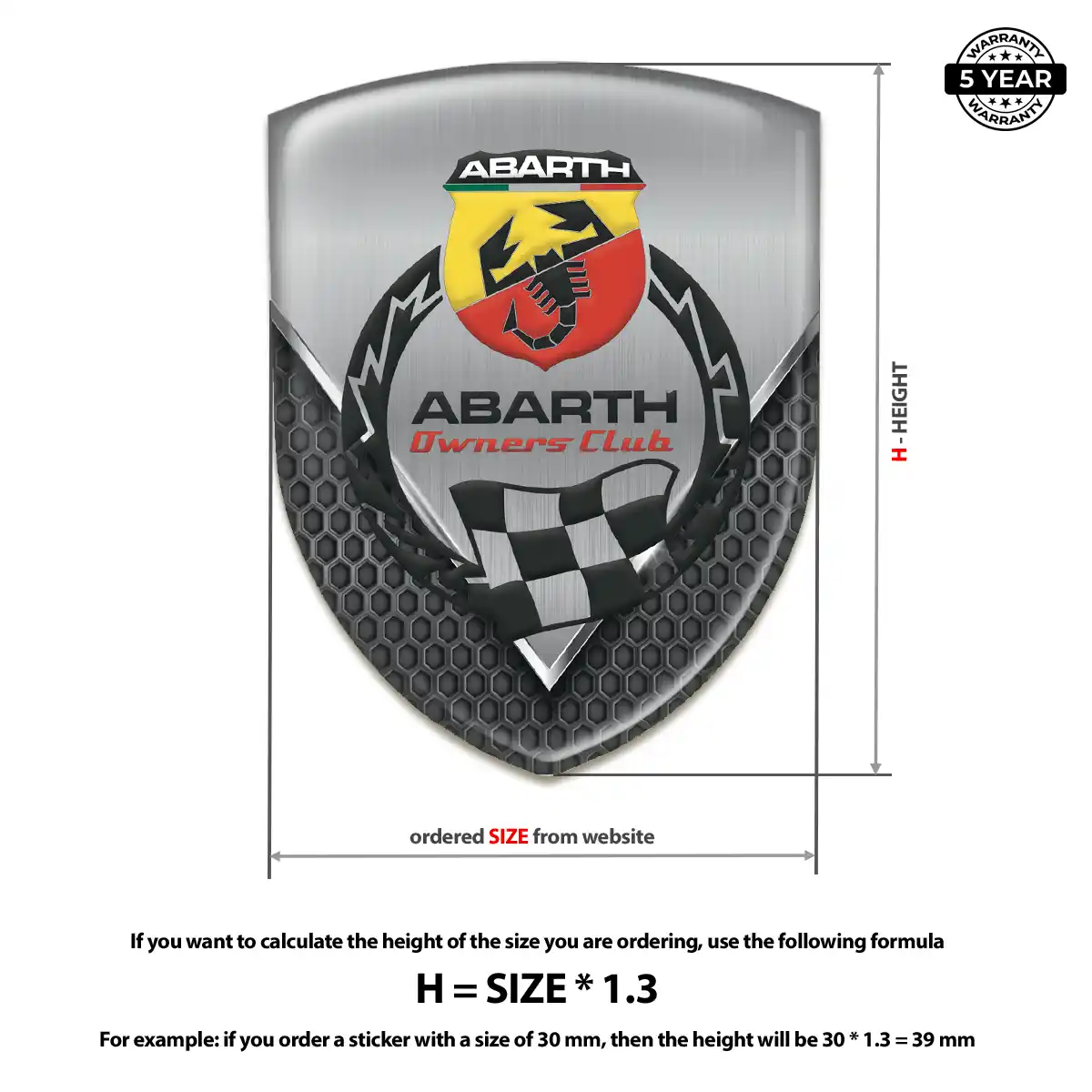 Abarth Resin Domed Sticker Street Tuning