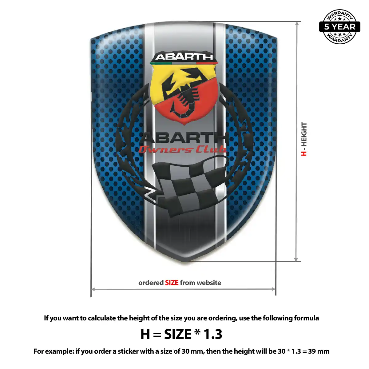 Abarth Self Adhesive Emblem Sticker Resin Luxe