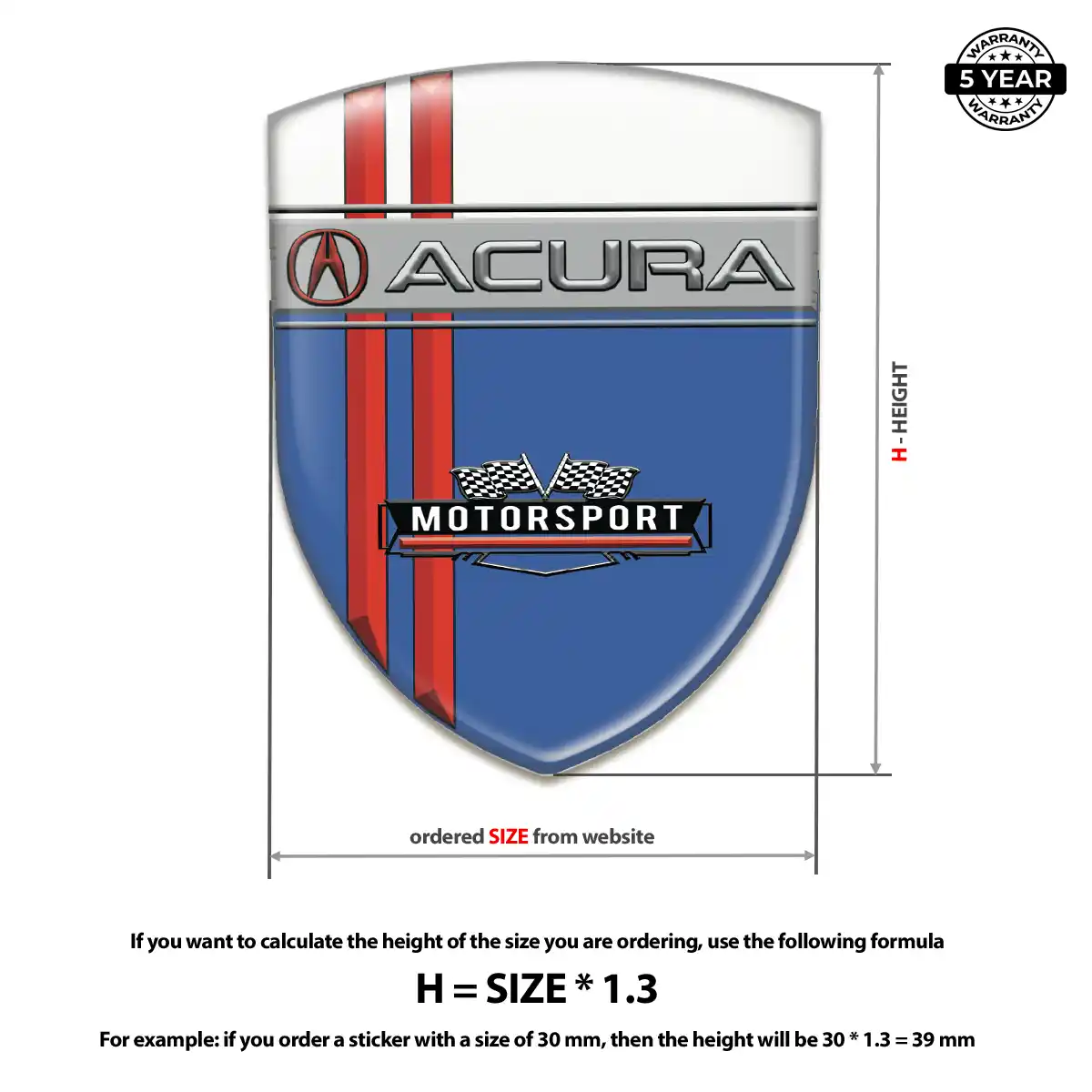 Acura 3D Badge Sticker Prestige Line