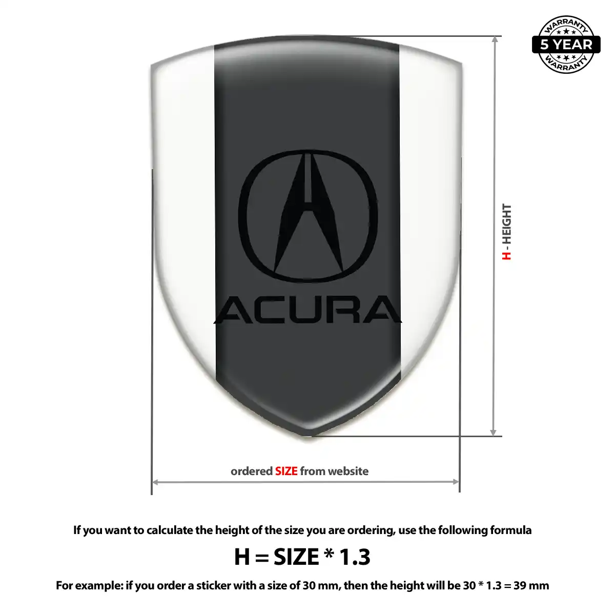 Acura 3D Domed Sticker Elite Finish