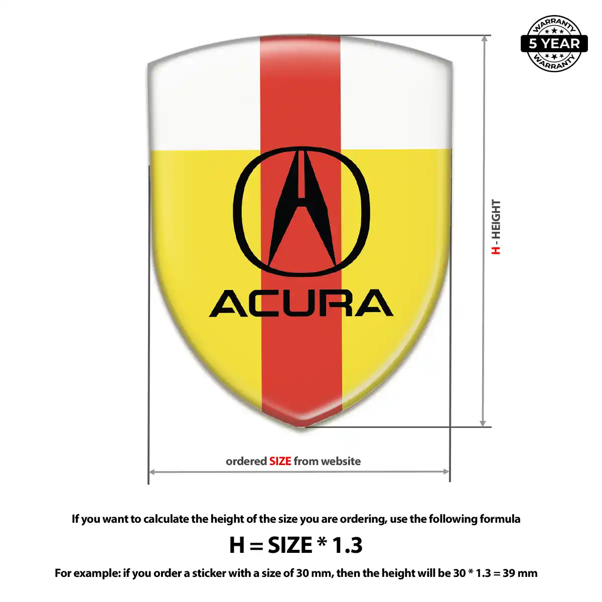 Acura 3D Domed Sticker Signature Grade