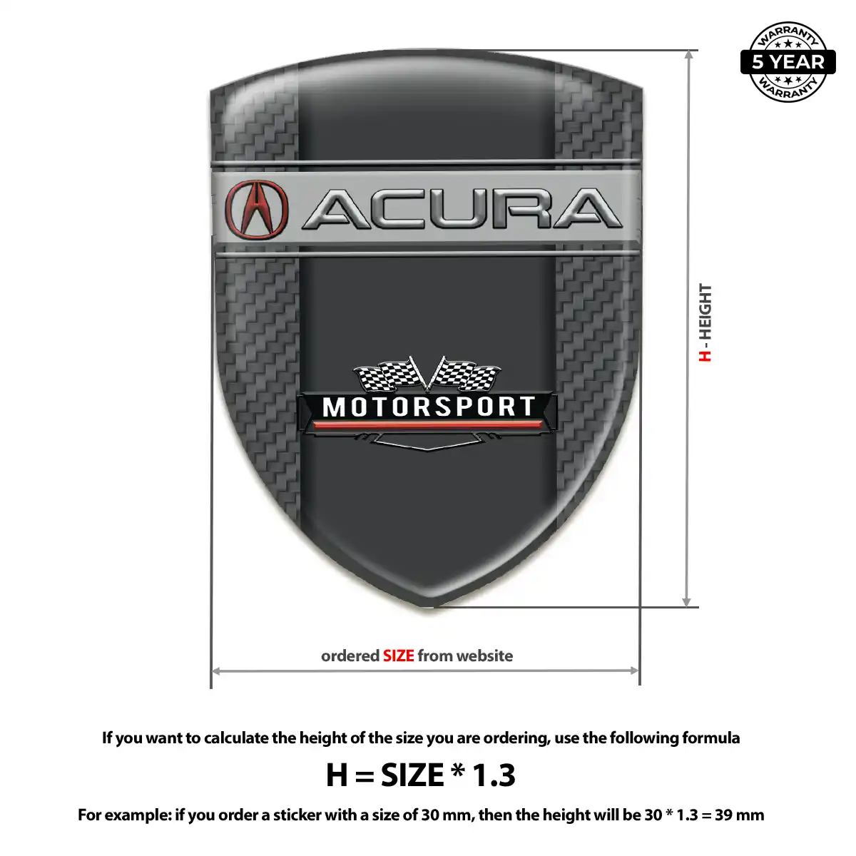 Acura 3D Emblem Sticker Signature Grade