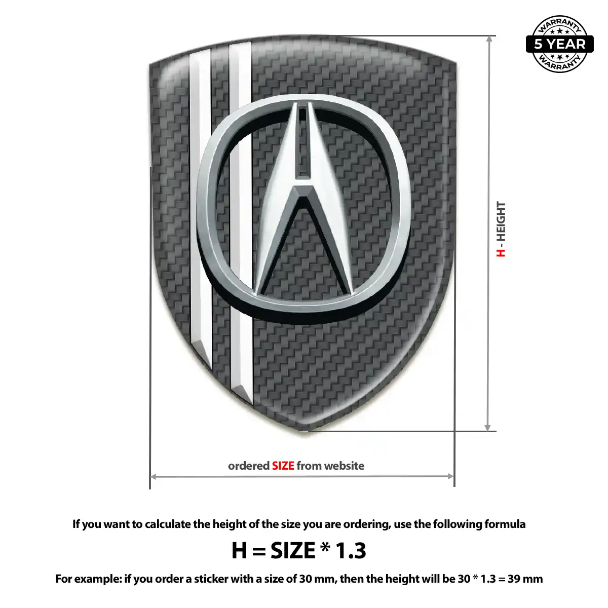 Acura 3D Gel Sticker Refined Design