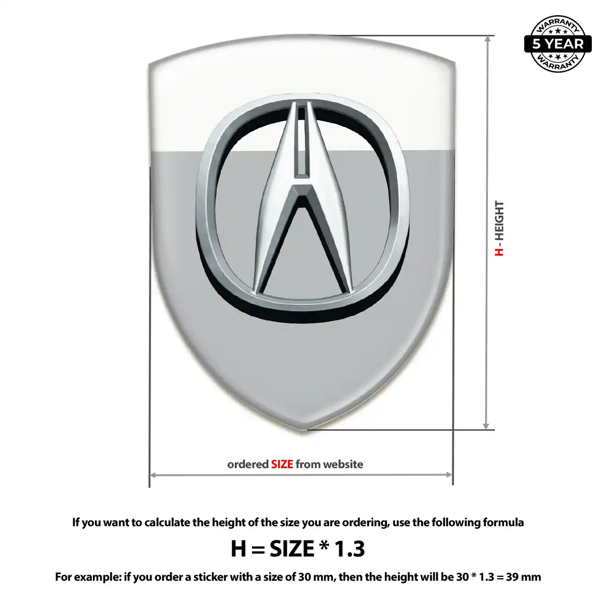 Acura 3D Resin Sticker Elite Finish