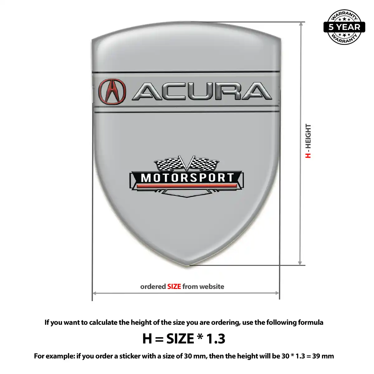Acura 3D Resin Sticker Refined Design