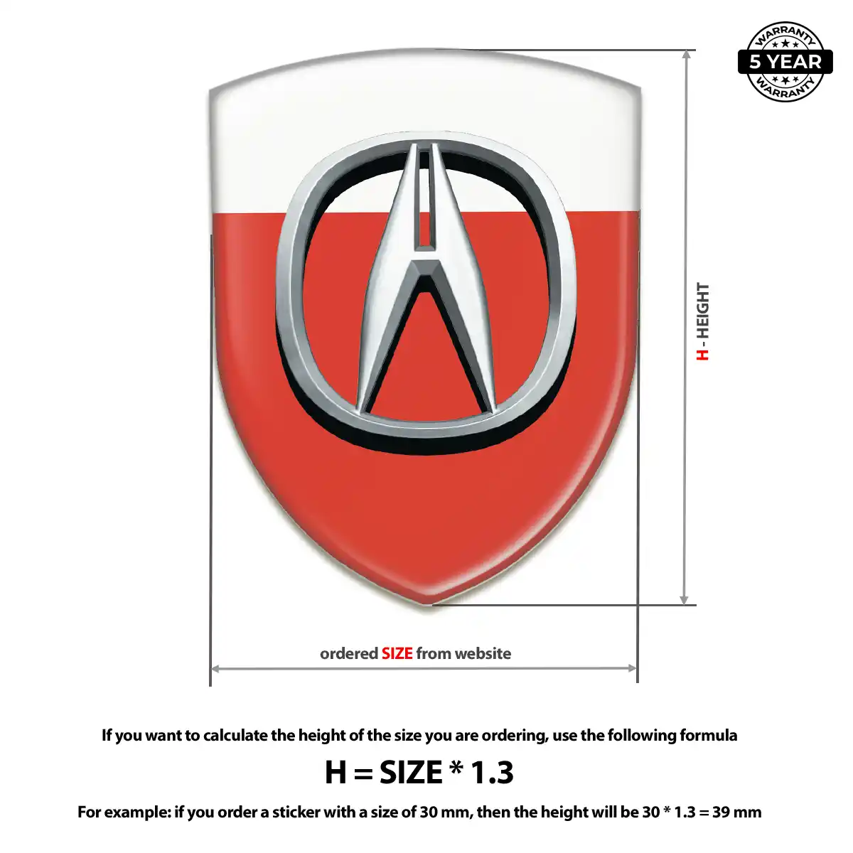 Acura 3D Resin Sticker Sleek Style
