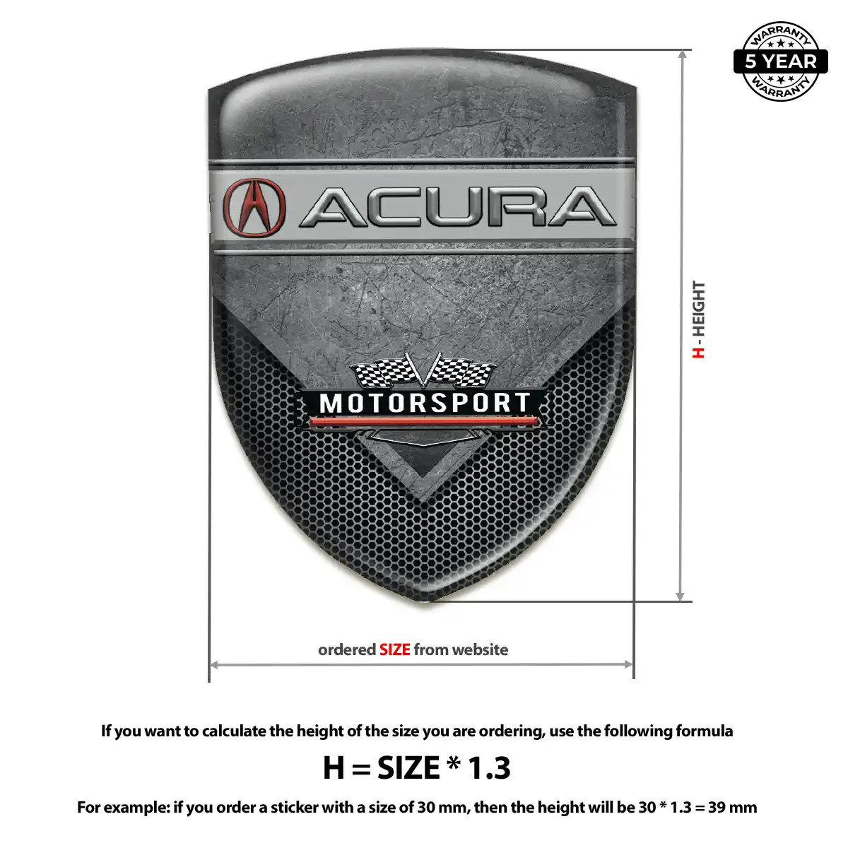 Acura Automotive Logo Sticker Deluxe Edition